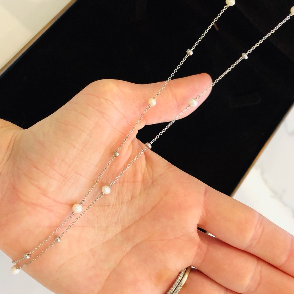 18” pearl and sterling silver floater necklace